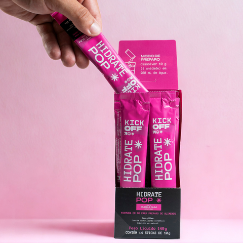 Kick_OFF Hidrate POP - Sabor Bubble Gum - Repositor de Eletrólitos em Pó